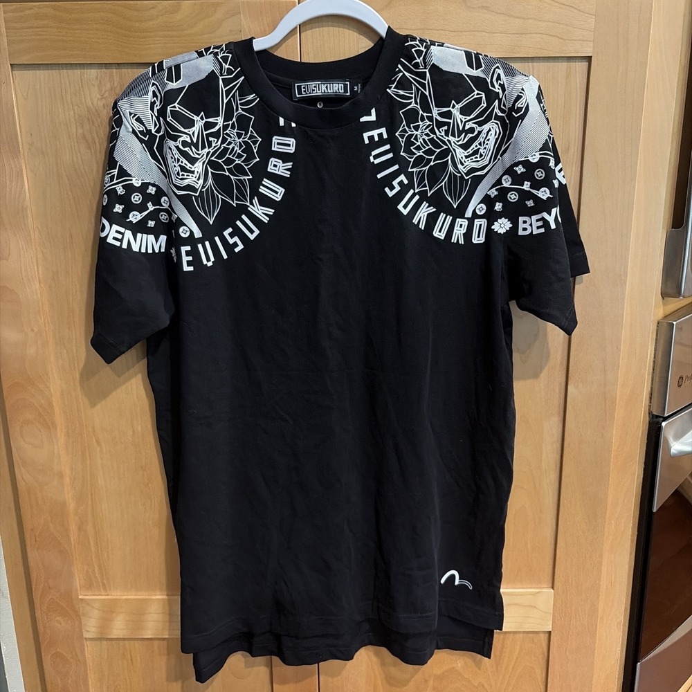 EVISU KURO T-Shirt Devil Print Graphic Black  Sz M Street Wear, Urban, Bosozoku